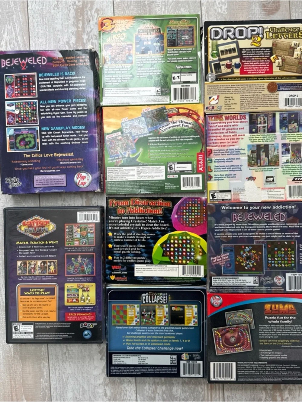 Lot Of 10 Computer PC games From Early 2000s Puzzles Tetris RollerCoaster Tycoon